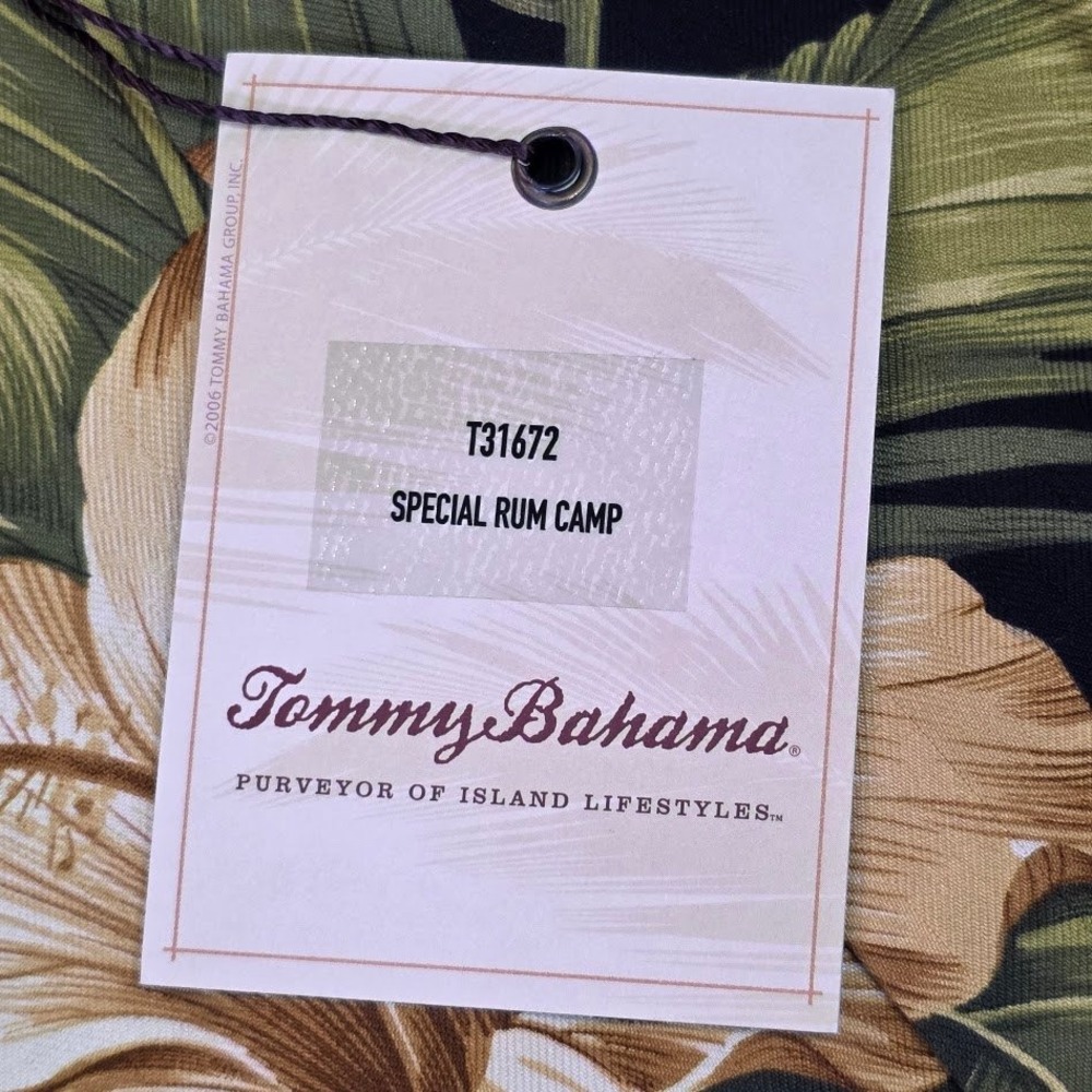 Tommy Bahama Mens XL Special Rum Camp Shirt Black Green Silk Tropical Floral NEW - Picture 6 of 9